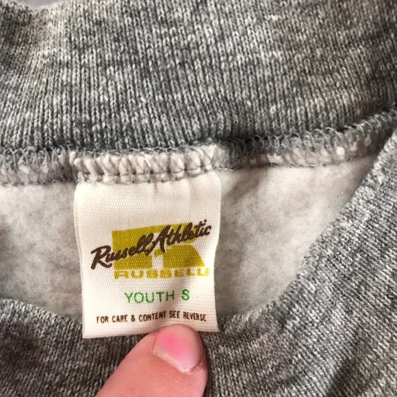 Vintage Russell Athletic Crewneck Sweatshirt Boys Small Heather Grey USA - Picture 6 of 8